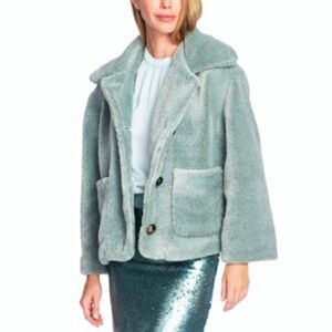 Vince Camuto Faux Fur Jacket- Eucalyptus Green